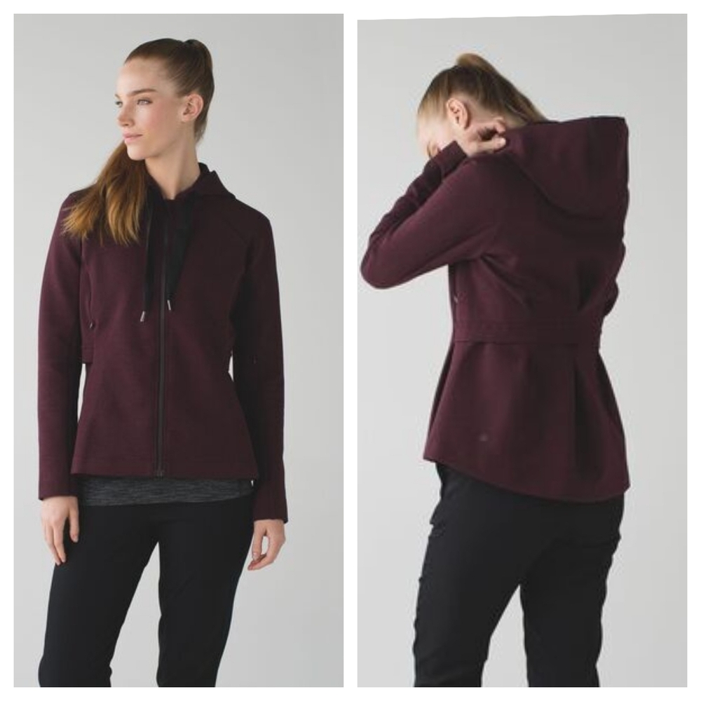 LULULEMON &go Skyline Jacket Hoodie In Heathered Bordeaux Size 6